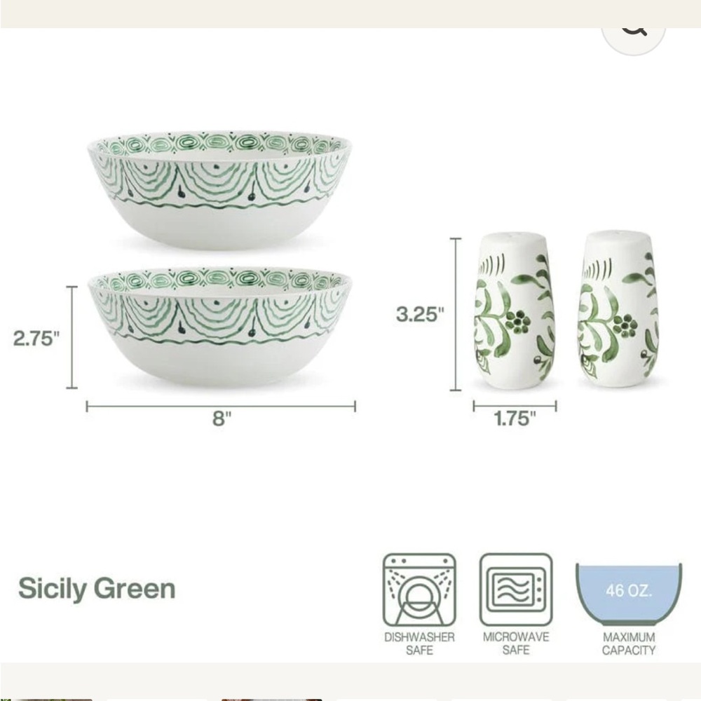 NEW Fitz and Floyd Green and White Serveware Set - Picture 2 of 7